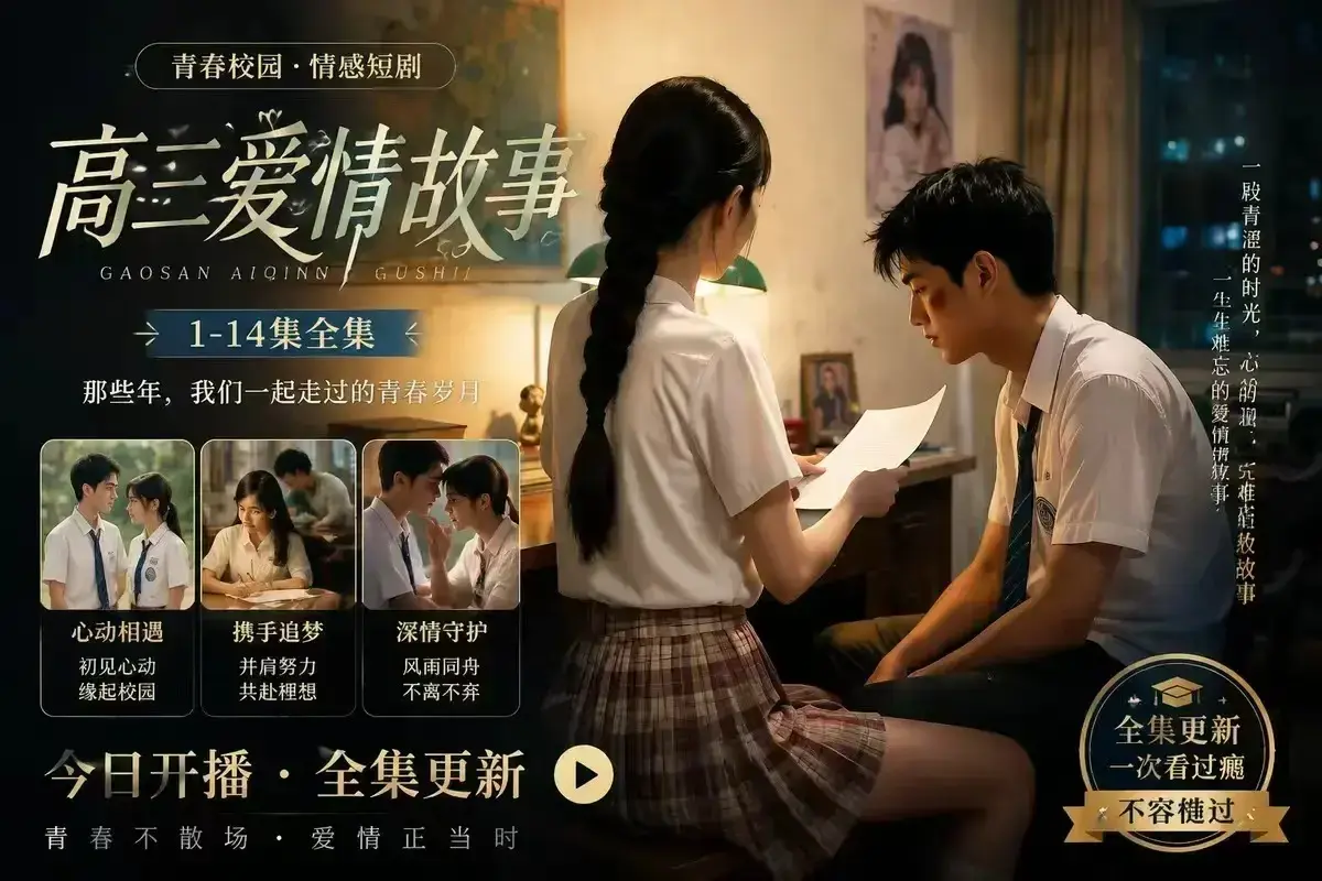 《B中爱情故事》未删减完整版4KHDR画质-AI短剧高三爱情故事百度网盘资源下载-高清观看每集戳心