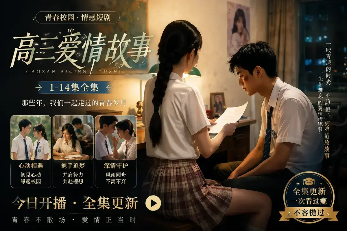 AI短剧高三爱情故事高清完整版在线观看-校园恋曲初见心动误会虐心毕业告白-中字无删减全集网盘下载